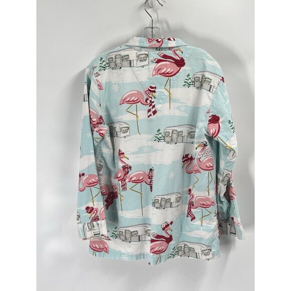 Nick Nora Pajama Top Womens Holiday Flamingo Air Stream RV Pajamas Flannel Sz M - Picture 4 of 4